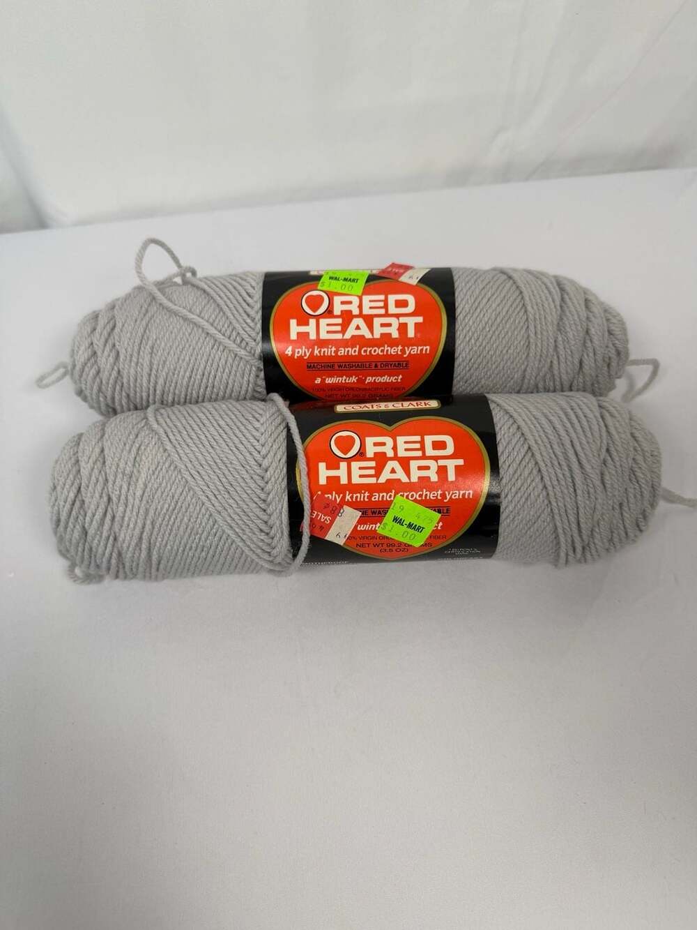Red Heart Wintuk Yarn 4 Ply Silver Gray Art. E.267 Lot of 2